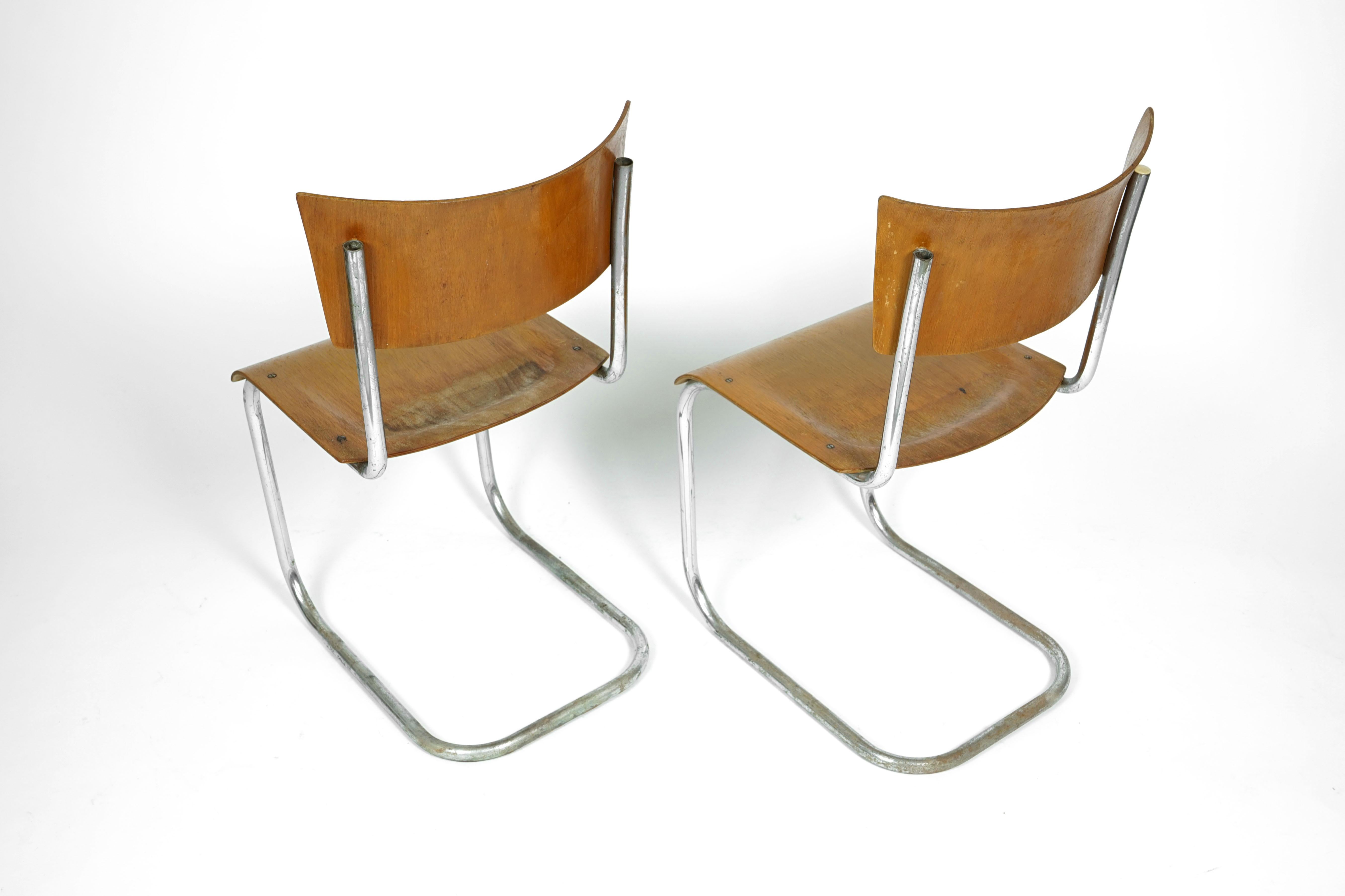 Bauhaus Plywood Cantilever Tubular Chairs Mart Stam, 1920s For Sale