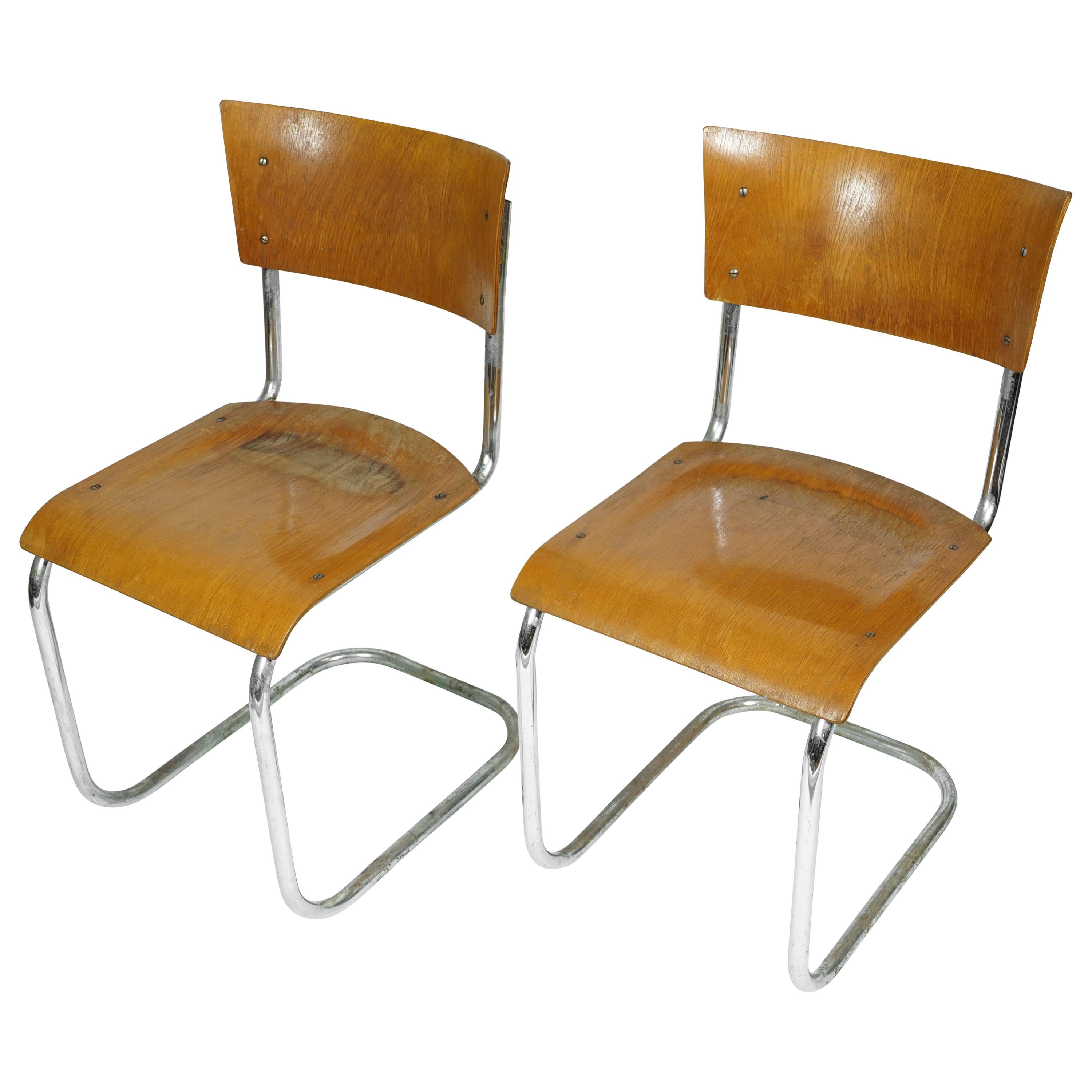 Plywood Cantilever Tubular Chairs Mart Stam, 1920s For Sale