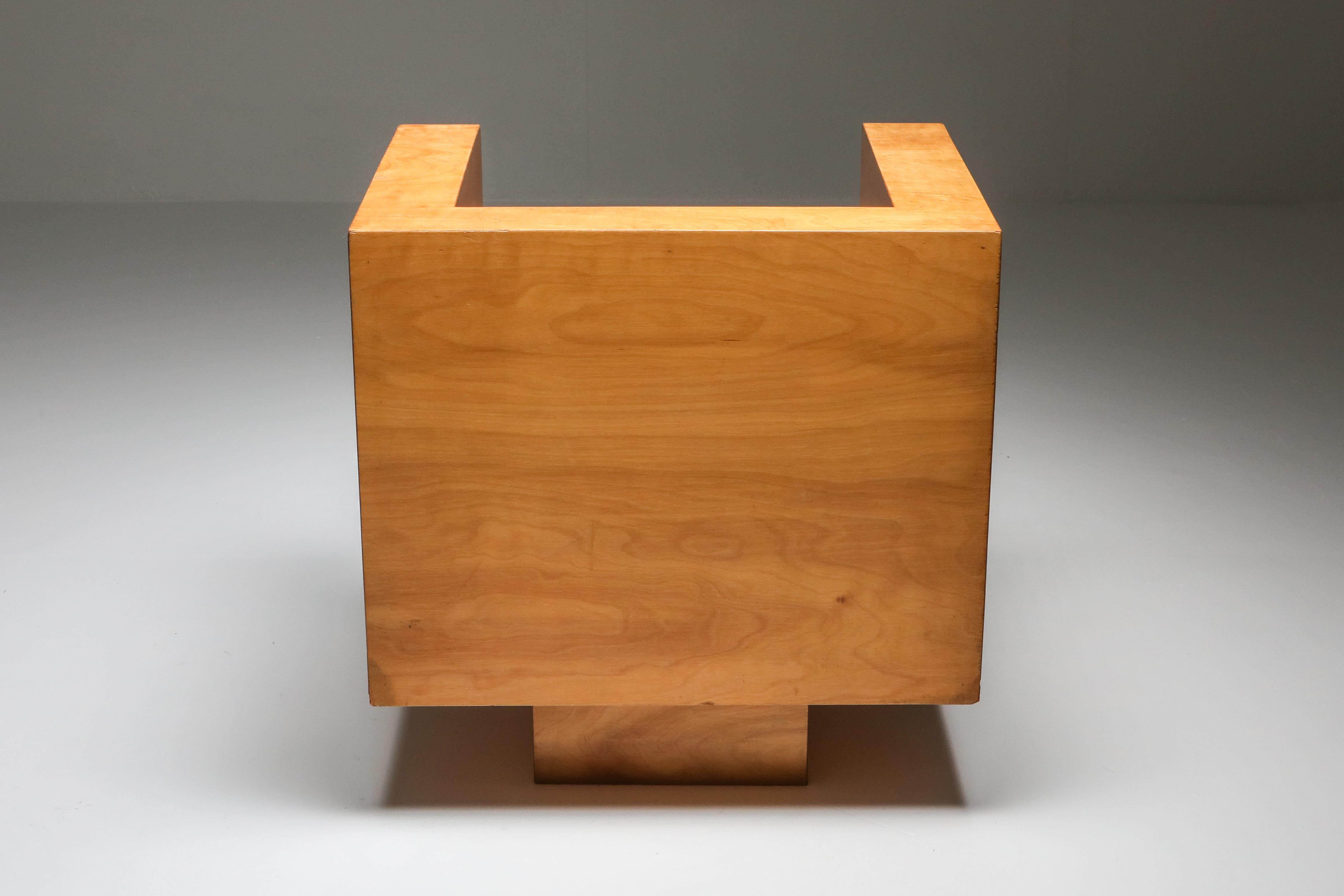 Birch Plywood Cube Easy Chair