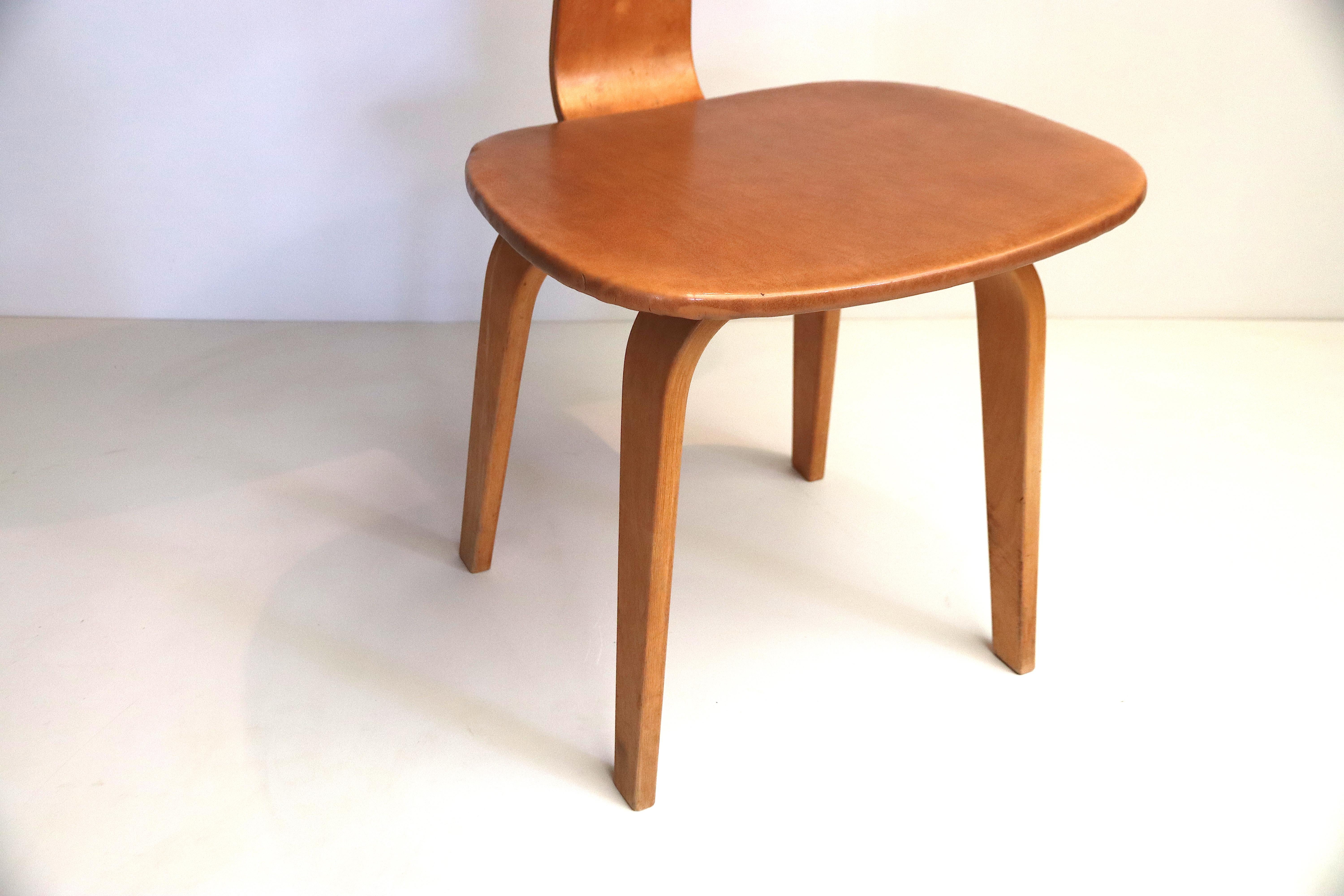 Plywood Desk or Side Chair by Cees Braakman for Pastoe Inspired by Eames, Dutch For Sale 1