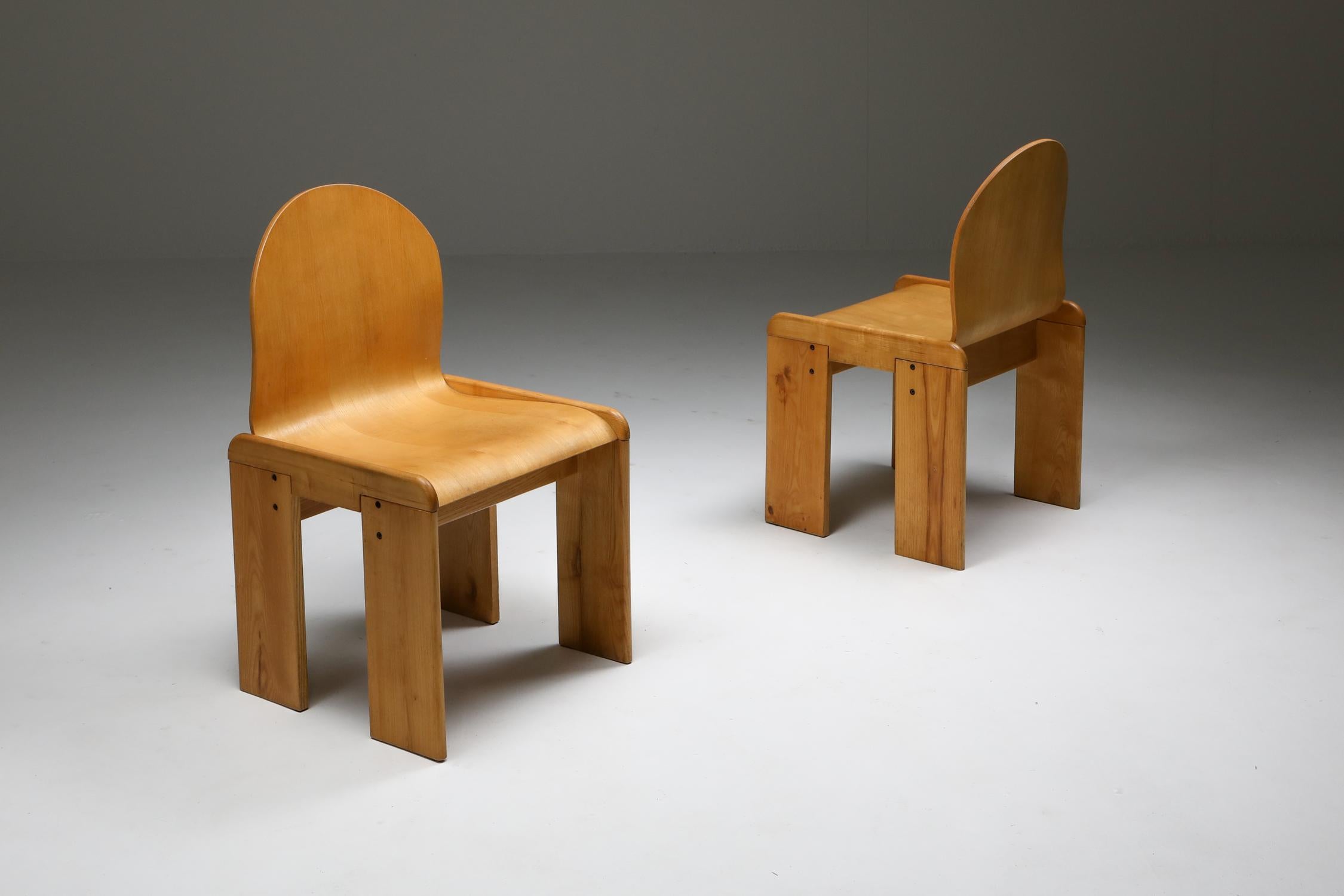 Pine Plywood Dining Chairs by Afra & Tobia Scarpa