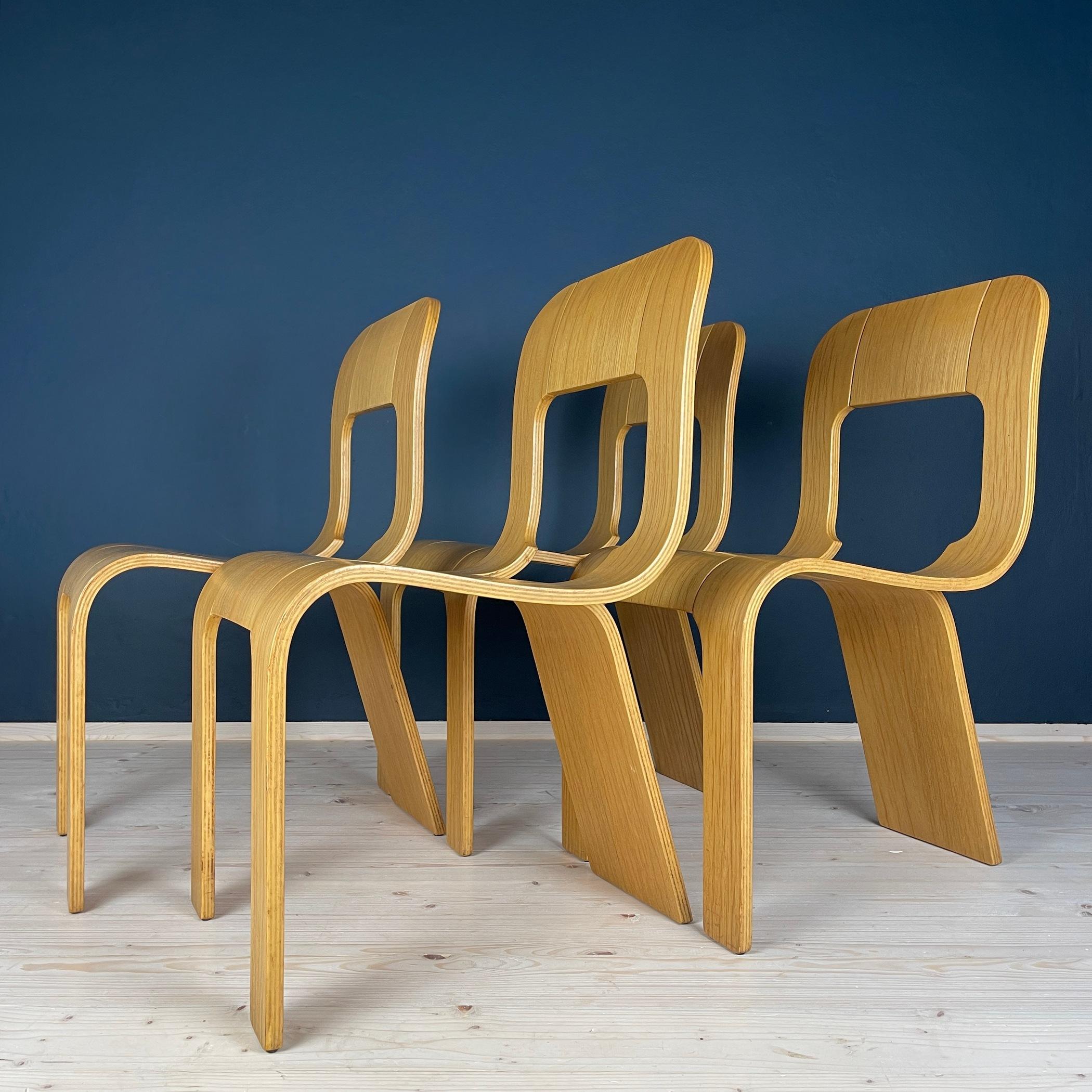 Plywood dining chairs Esse by Gigi Sabadin for Stilwood Italy 1973s Set of 4  For Sale 6