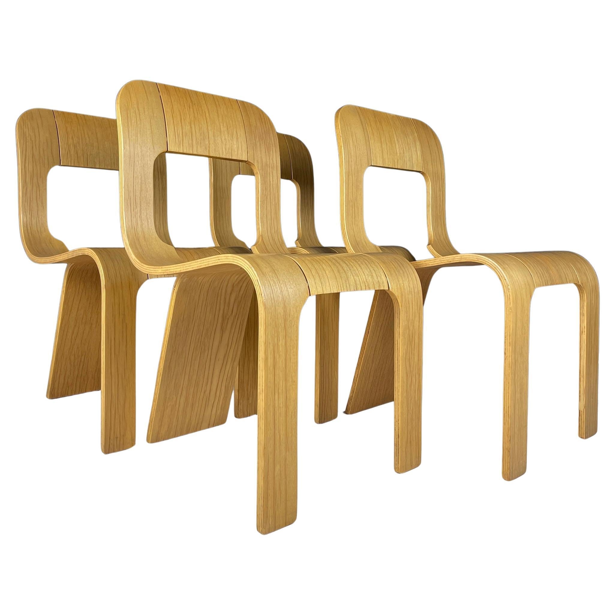 Plywood dining chairs Esse by Gigi Sabadin for Stilwood Italy 1973s Set of 4  For Sale