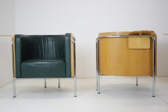 Plywood Leather Armchairs/Lounge Chairs by Christoph Zschocke for Thonet, 1990s