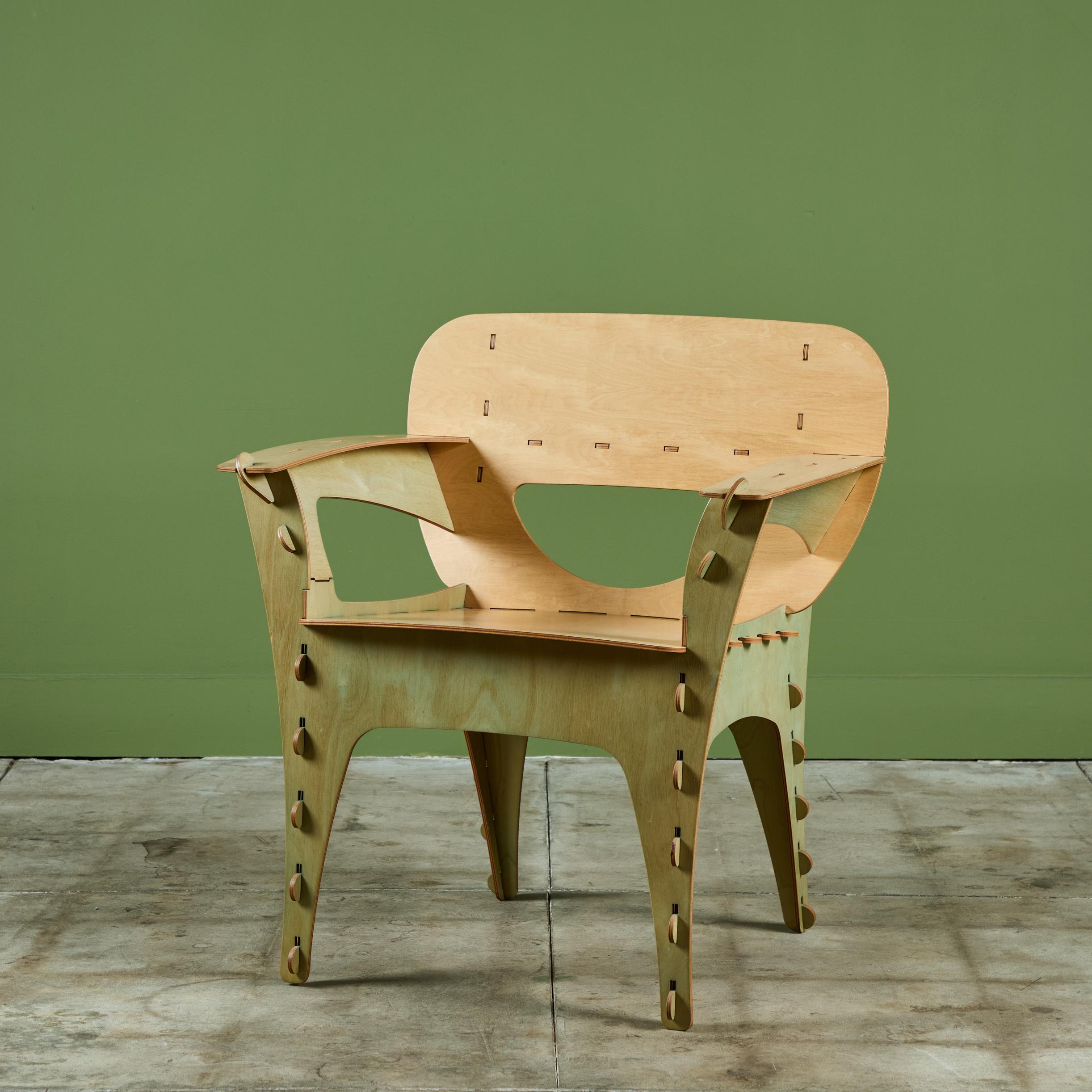 Plywood Puzzle Chair by David Kawecki In Good Condition In Los Angeles, CA