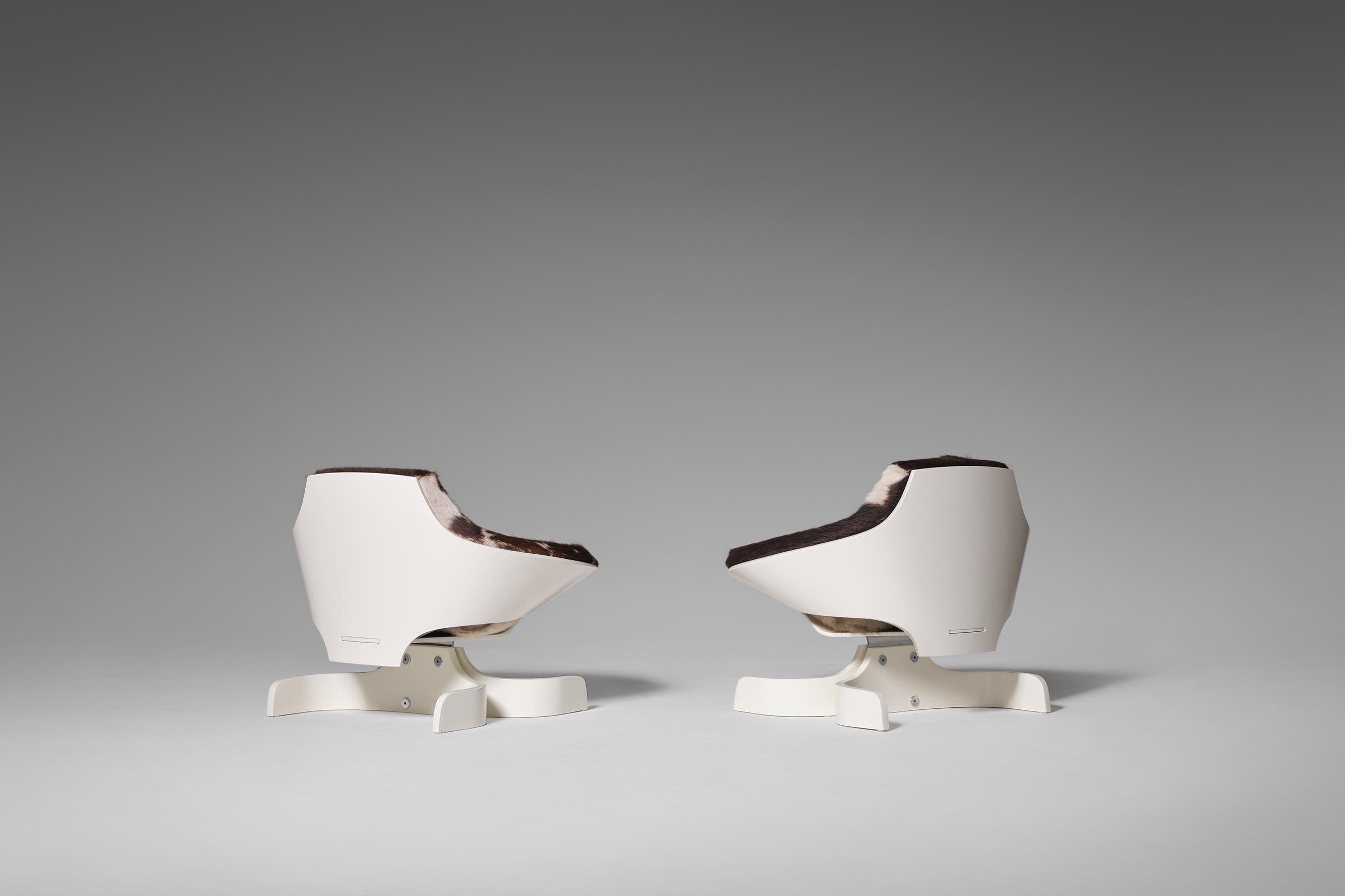 Cowhide Plywood ‘Sella 1001’ Lounge Chairs by Joe Colombo, Italy, 1963