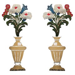 Antique Plywood Shape of Vases with Flowers - Movie Theater -