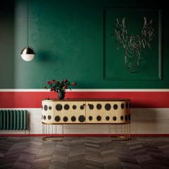 Plywood Sideboard with the Brass Legs, Bugs Collection, for Bright Interior