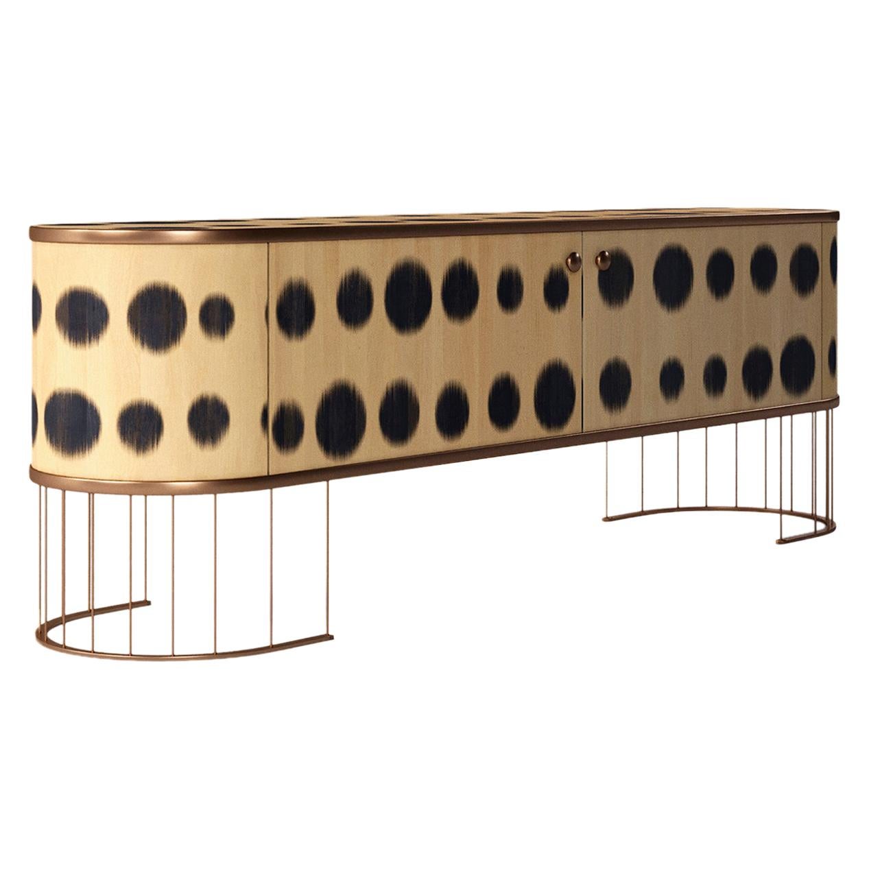 Plywood Sideboard with the Brass Legs, Bugs Collection, for Bright Interior For Sale