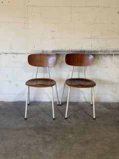 Plywood Stacking Chairs Set of 2 Mid-Century Modern 1970s