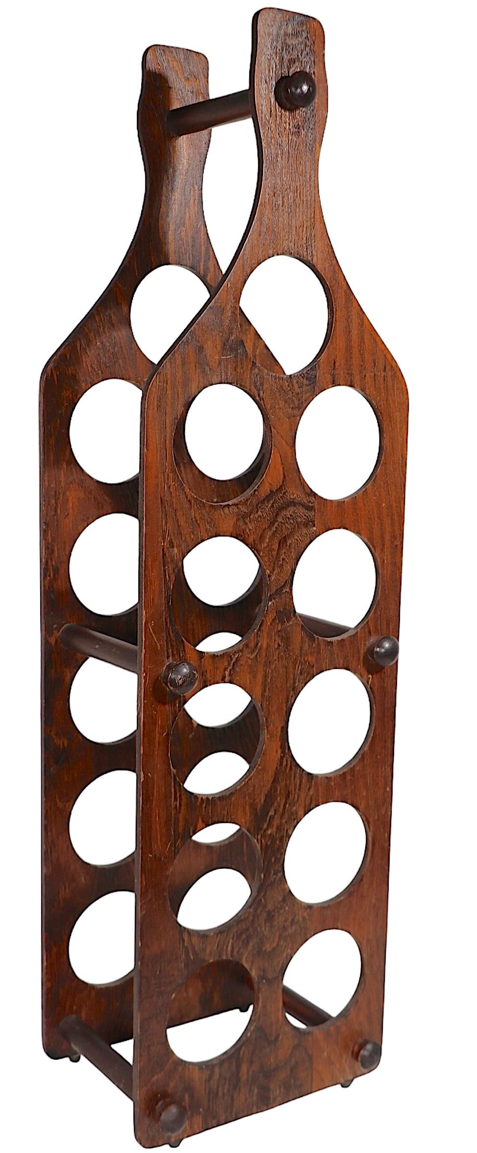 Bohemian Plywood Wine Rack in the form of a Wine Bottle holds 11 Bottles c 1970's For Sale