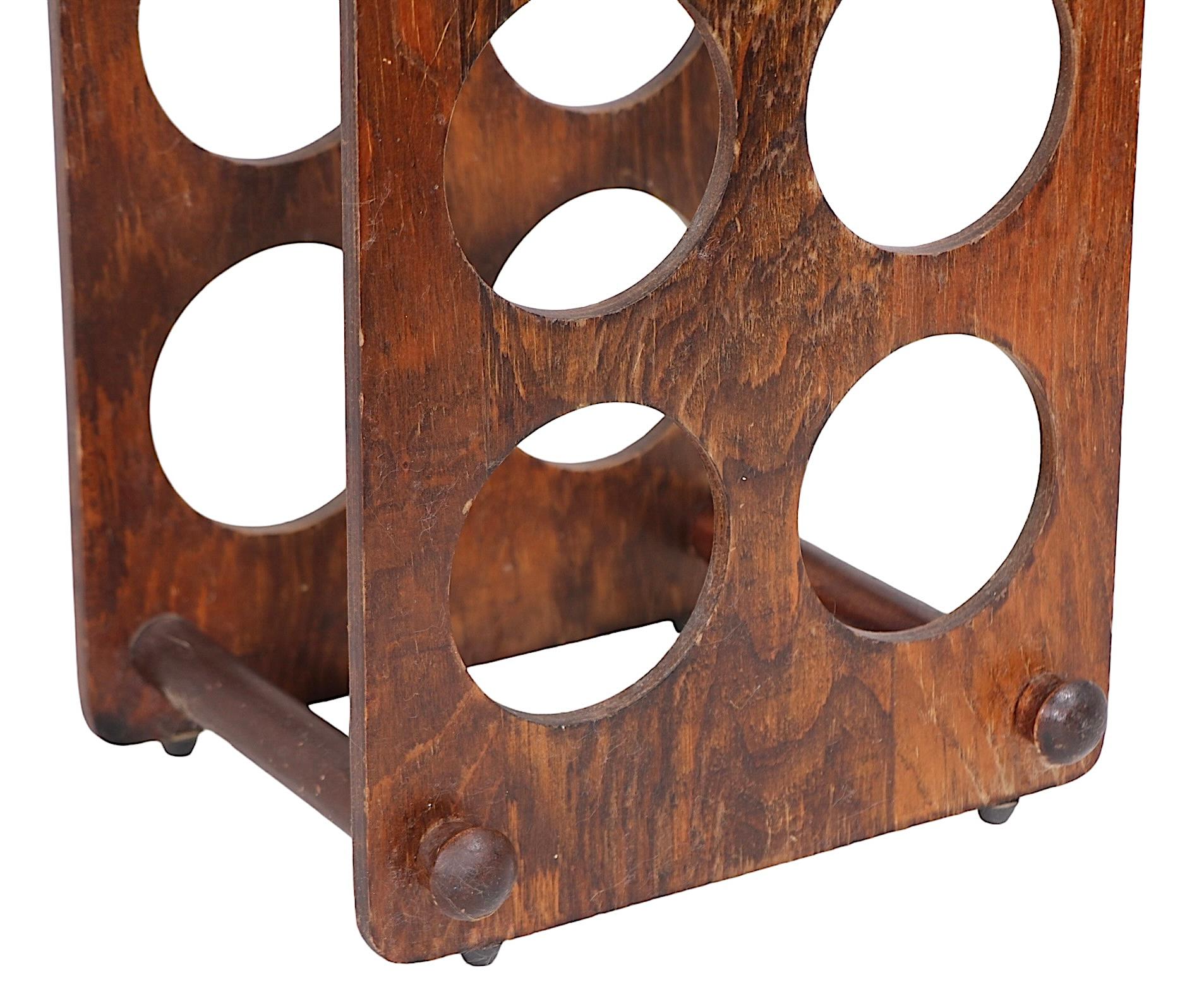 20th Century Plywood Wine Rack in the form of a Wine Bottle holds 11 Bottles c 1970's For Sale