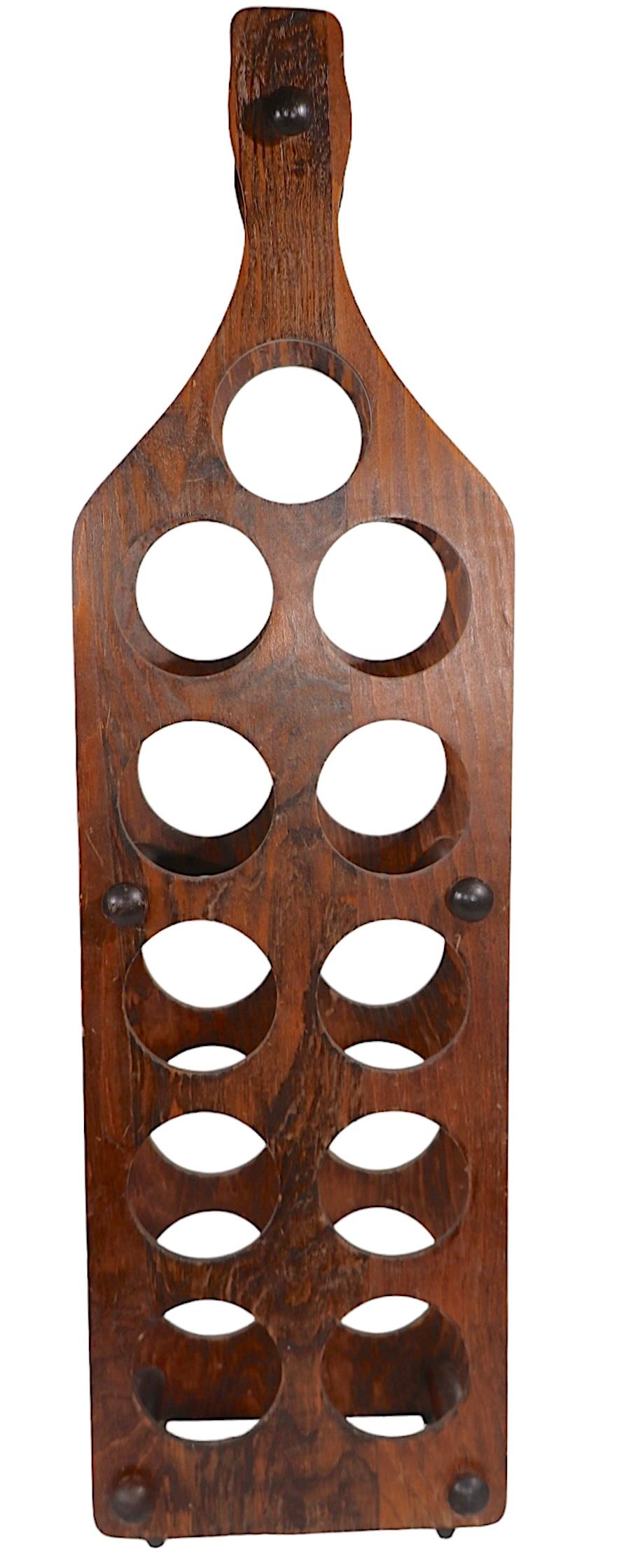 Plywood Wine Rack in the form of a Wine Bottle holds 11 Bottles c 1970's For Sale 2