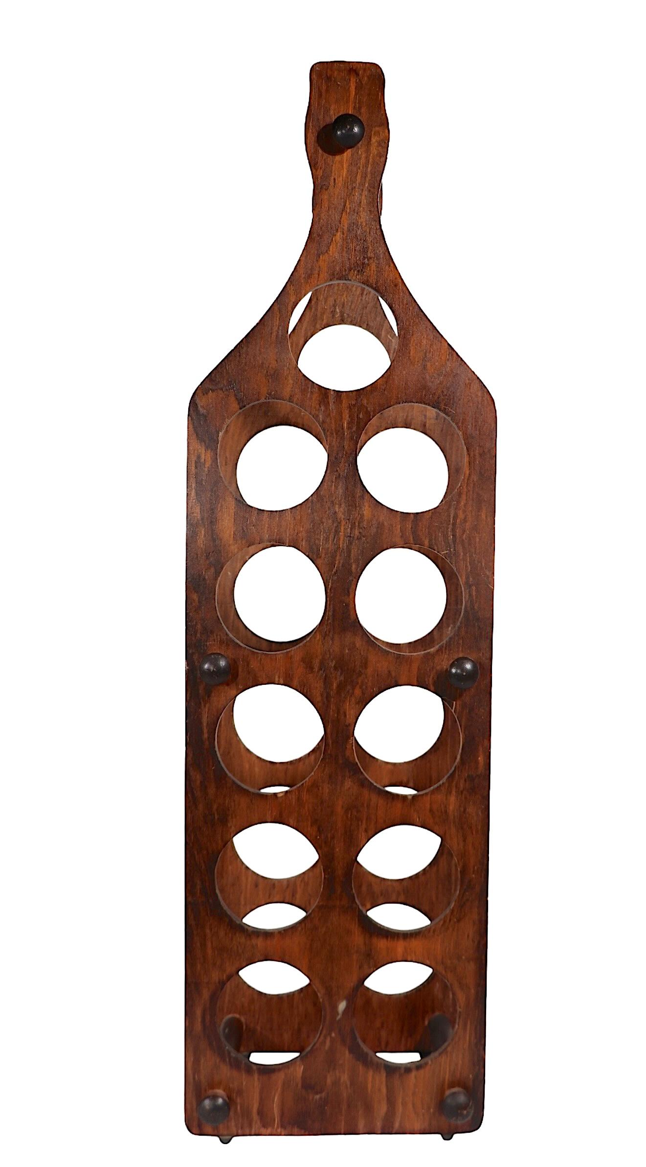 Plywood Wine Rack in the form of a Wine Bottle holds 11 Bottles c 1970's For Sale 3