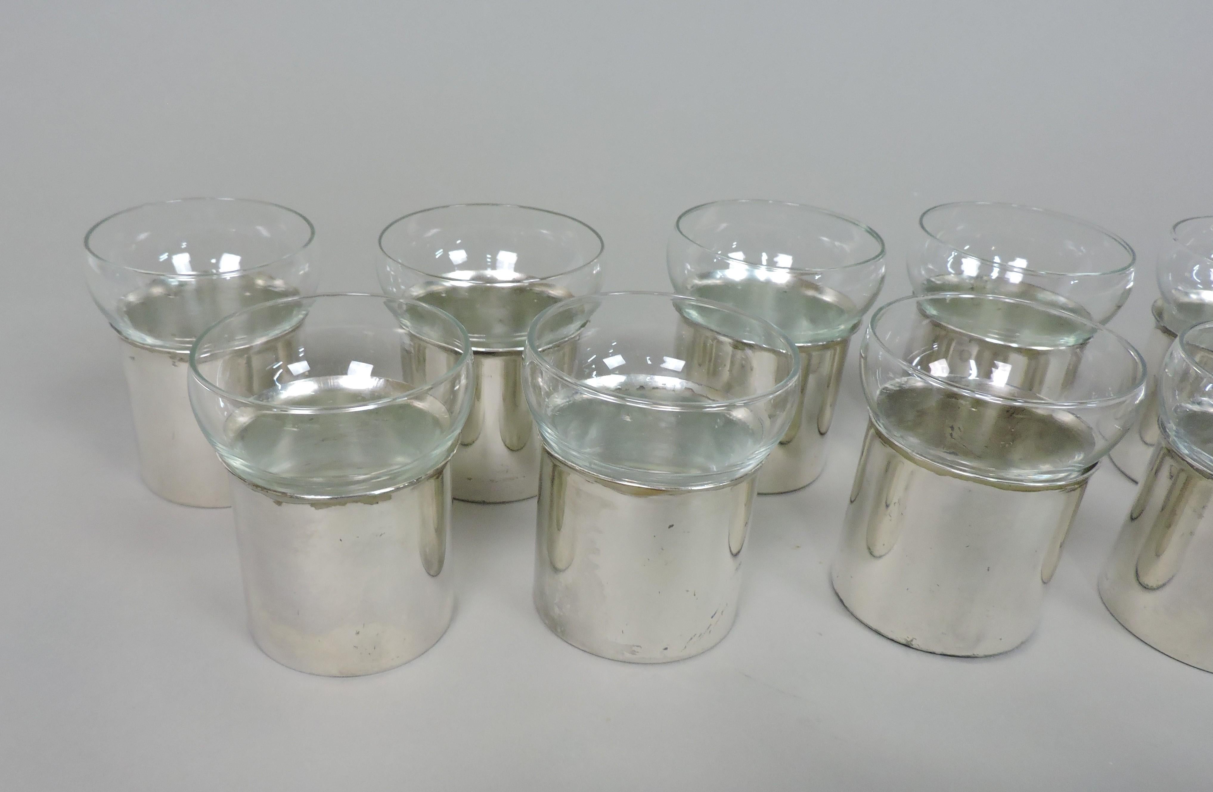 PM Italy Mid-Century Modern Silber & Glas Punch Schüssel Set im Angebot 4