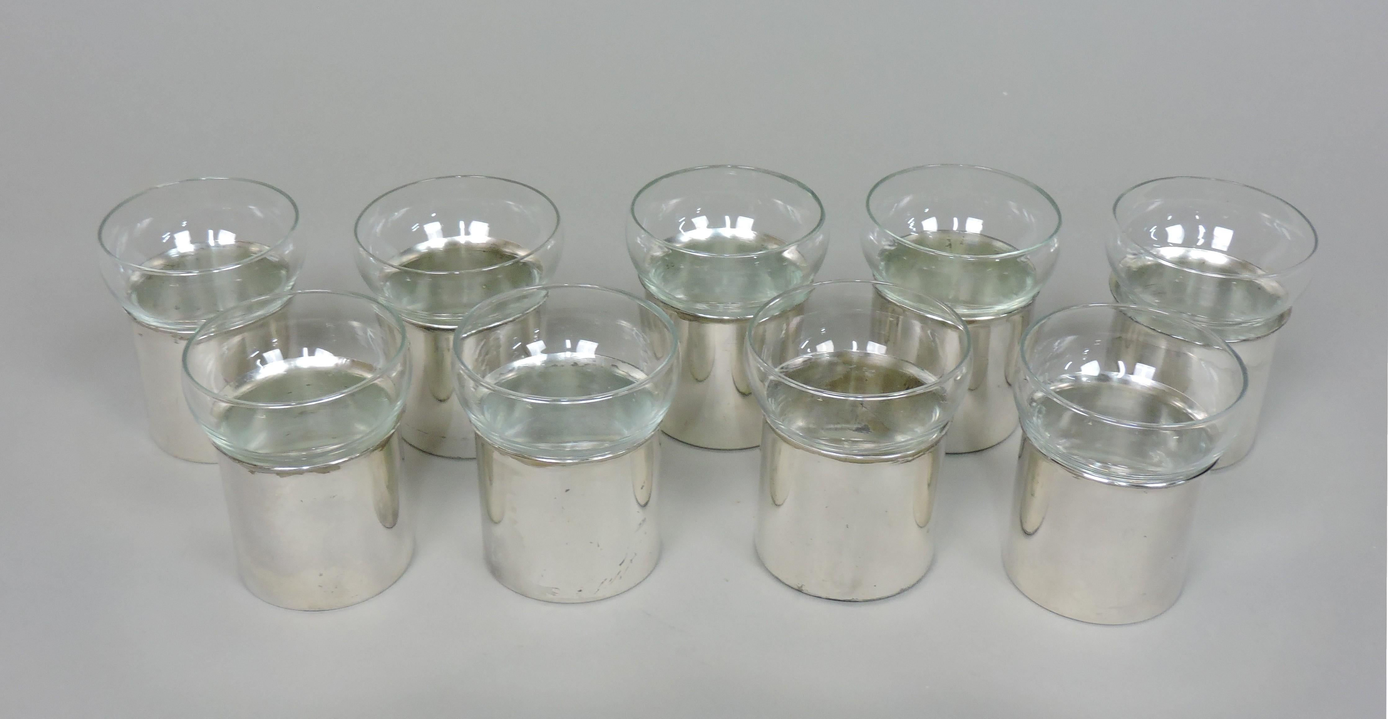 PM Italy Mid-Century Modern Silber & Glas Punch Schüssel Set im Angebot 3