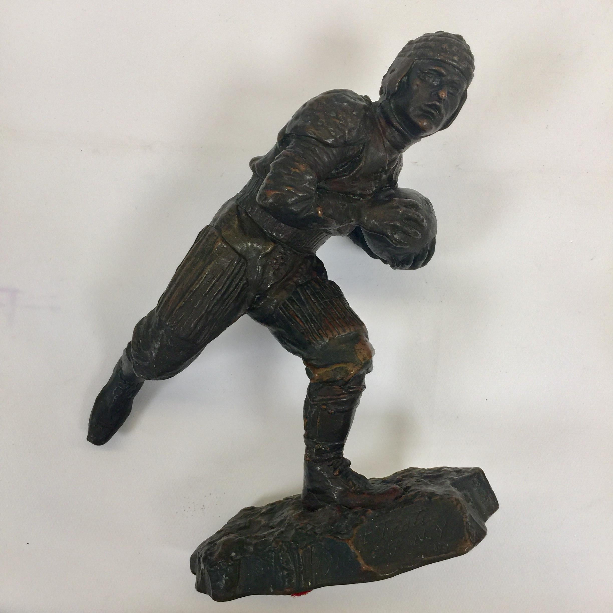 Cast P.Mori Football Player in Petit Bronze Art Deco, circa 1930 For Sale