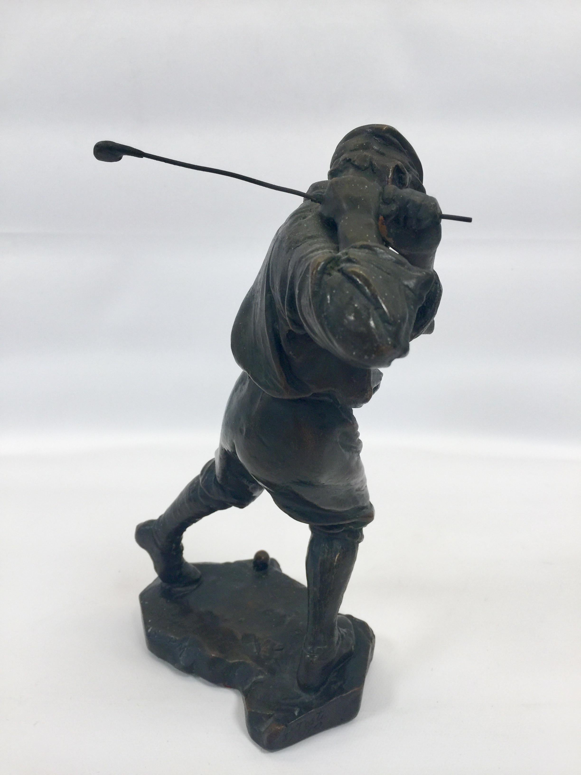Cast P.Mori Golfer in Petit Bronze Art Deco, circa 1930 For Sale