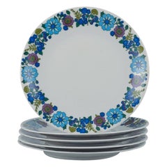 PMR, Bavière, Jaeger & Co, Allemagne. Un ensemble de cinq assiettes de table rétro.