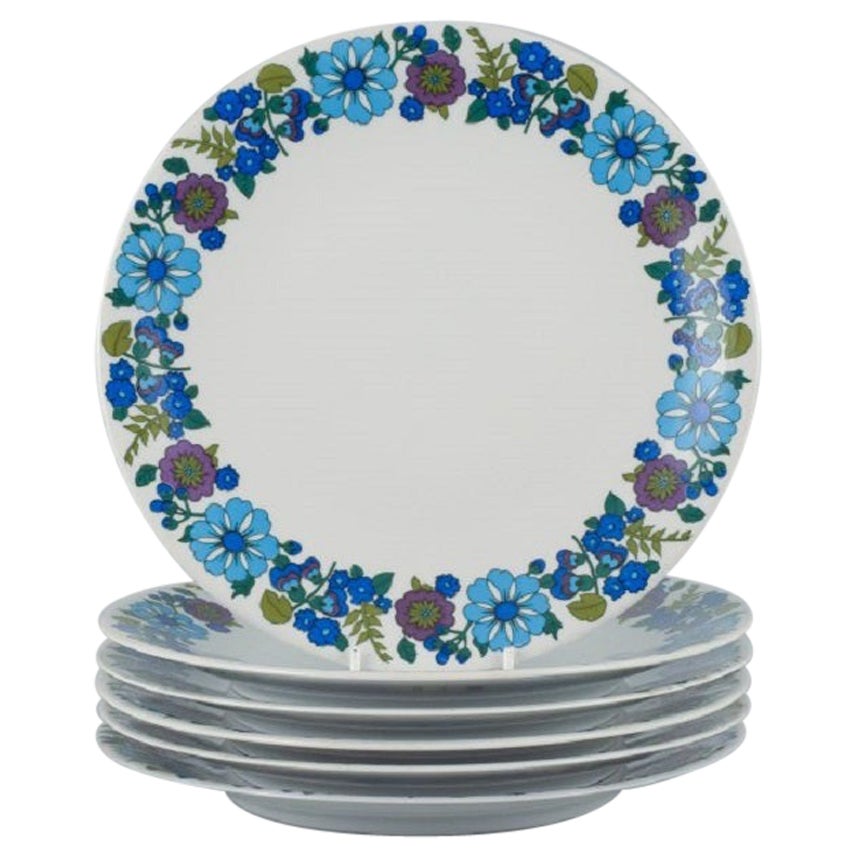 PMR, Bavière, Jaeger & Co, Allemagne. Un ensemble de six assiettes de table rétro en porcelaine