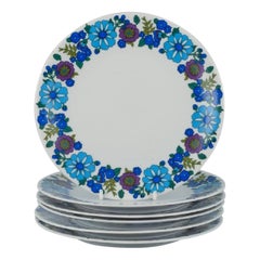 Pmr, Bavaria, Jaeger & Co. Germany, a Set of Six Vintage Plates in Porcelain