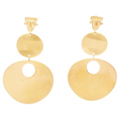 PMX CANO gold tribal face geometric metal plate pin earrings Pair PMX CANO gold tribal face geometric metal plate pin earrings Pair