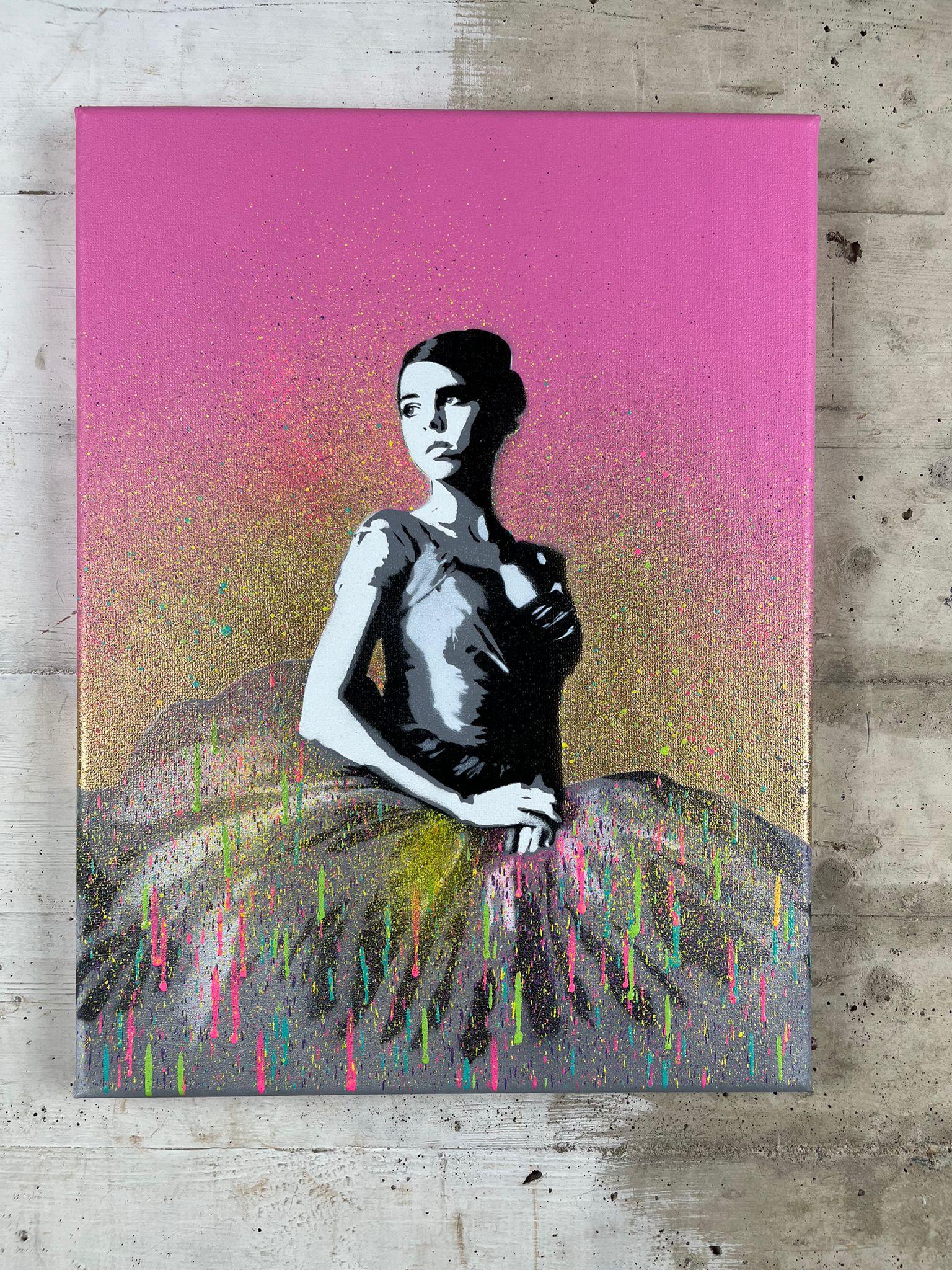 Tela originale dipinta con colori acrilici e spray

Firmato sul retro della tela

Dimensioni 11,8 x 15,75 (30 x 40 cm) con cornice 12,99 x 16,92 (33 x 43)

Viene fornito con un certificato di autenticità dell'artista.