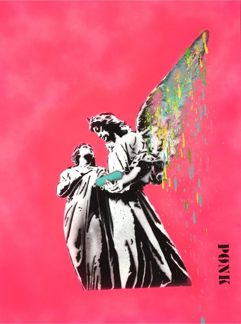 Spray for Love - 1/1 (Neon Pink), by PONK (Street Art), 2021 - Mixed Media Art by PØNK