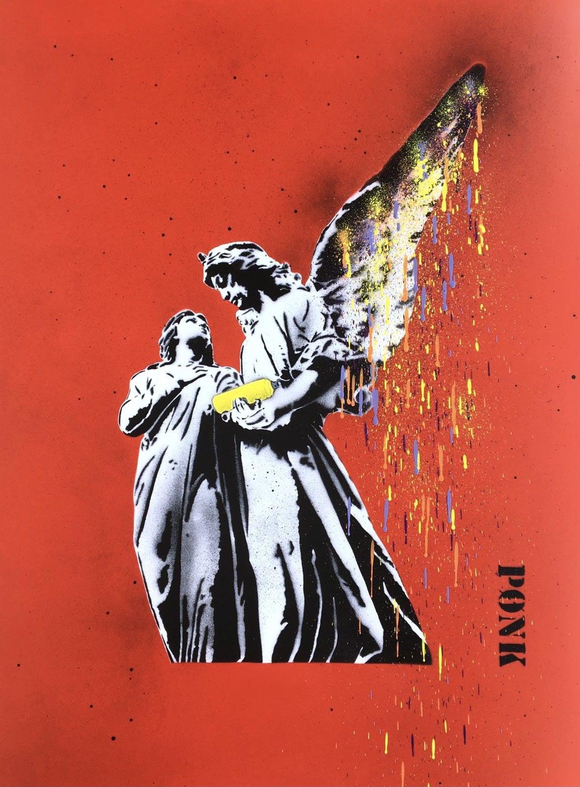 Spray for Love – 1/1 (Rot) von PONK (Street Art), 2021 – Print von PØNK