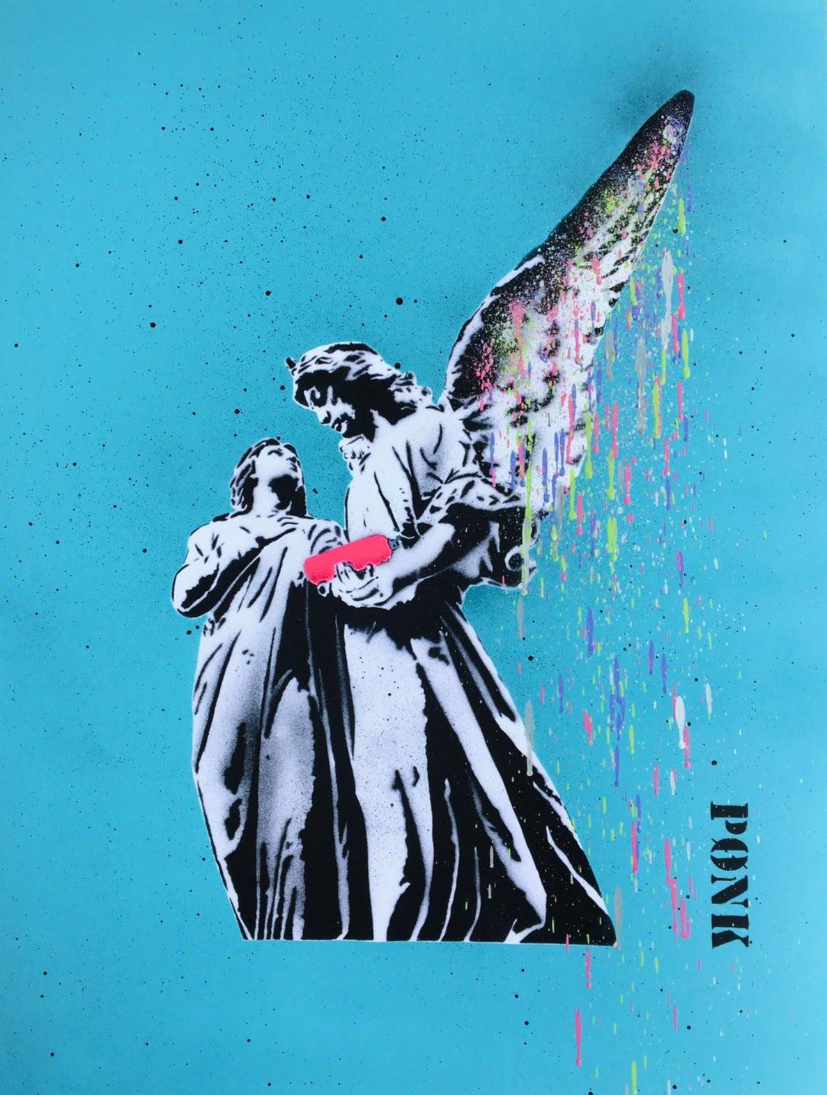 Spray for Love - 1/1 (Teal) by PONK (Street Art), 2021