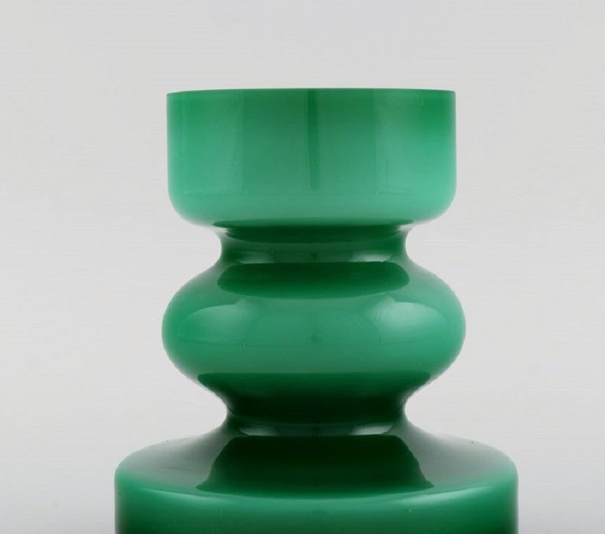 Scandinavian Modern P.O. Power for Alsterfors, Vase in Green Mouth Blown Art Glass