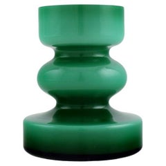 P.O. Power for Alsterfors, Vase in Green Mouth Blown Art Glass