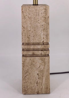 Postmodern Italian Solid Travertine Table Lamp