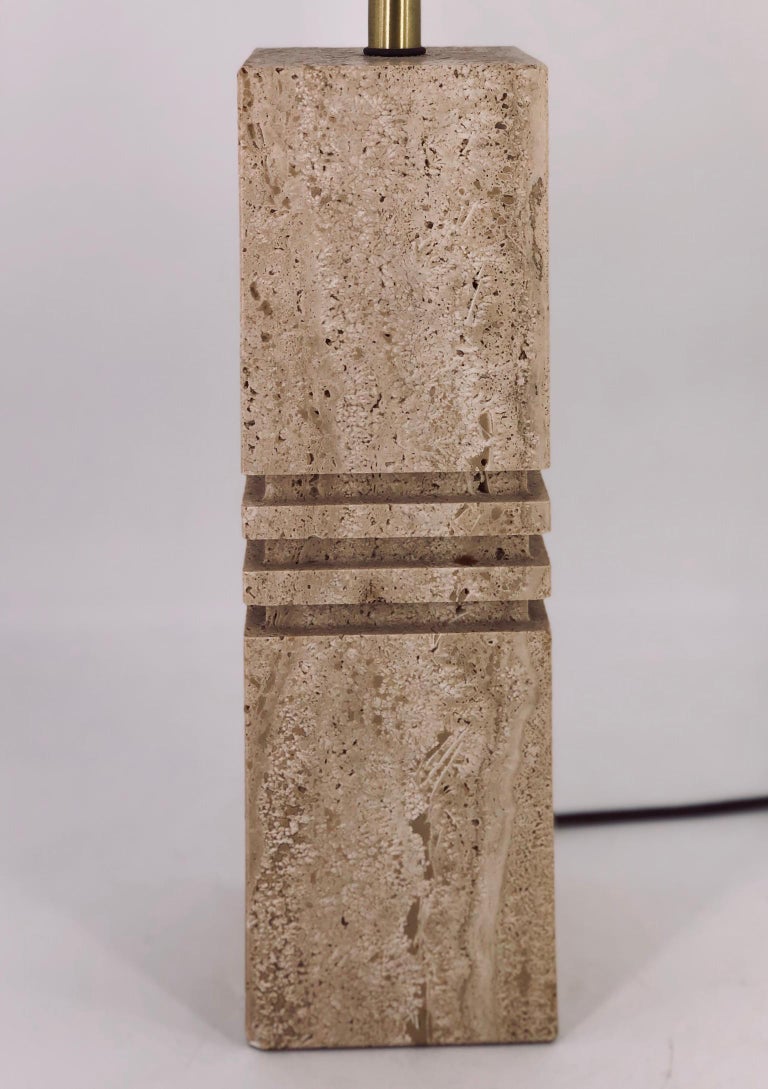 Postmodern Italian Solid Travertine Table Lamp For Sale at 1stDibs