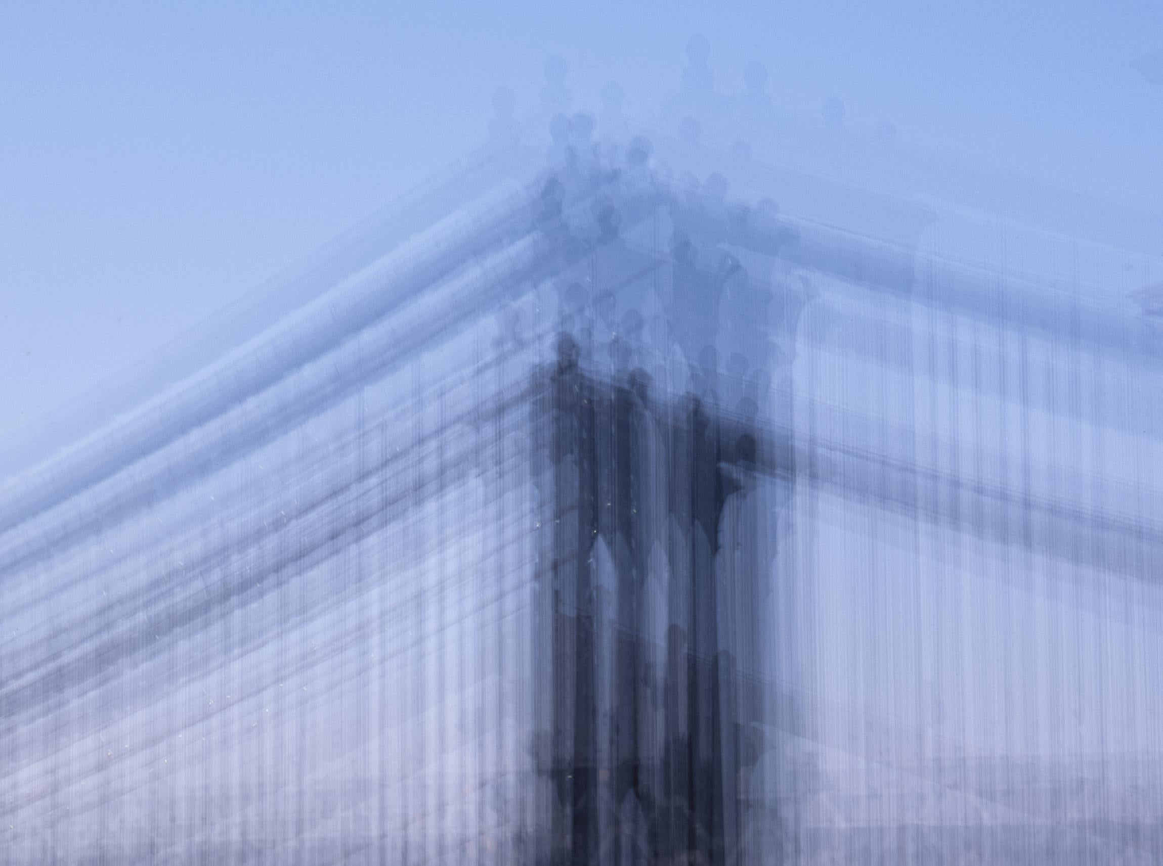 Manhattan Bridge, New York - Blue Abstract Photograph by Poby