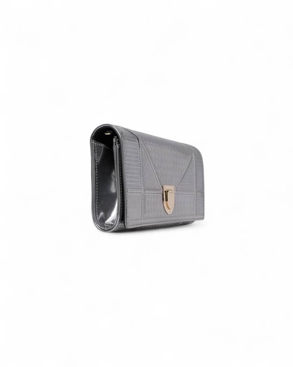 Women's Pochette A Tracolla Dior Diorama Pelle Verniciata Silver For Sale