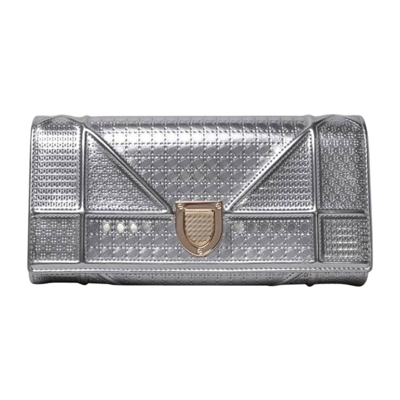 Pochette A Tracolla Dior Diorama Pelle Verniciata Silver