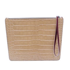 Pochette Trapeze Beige Crocodile