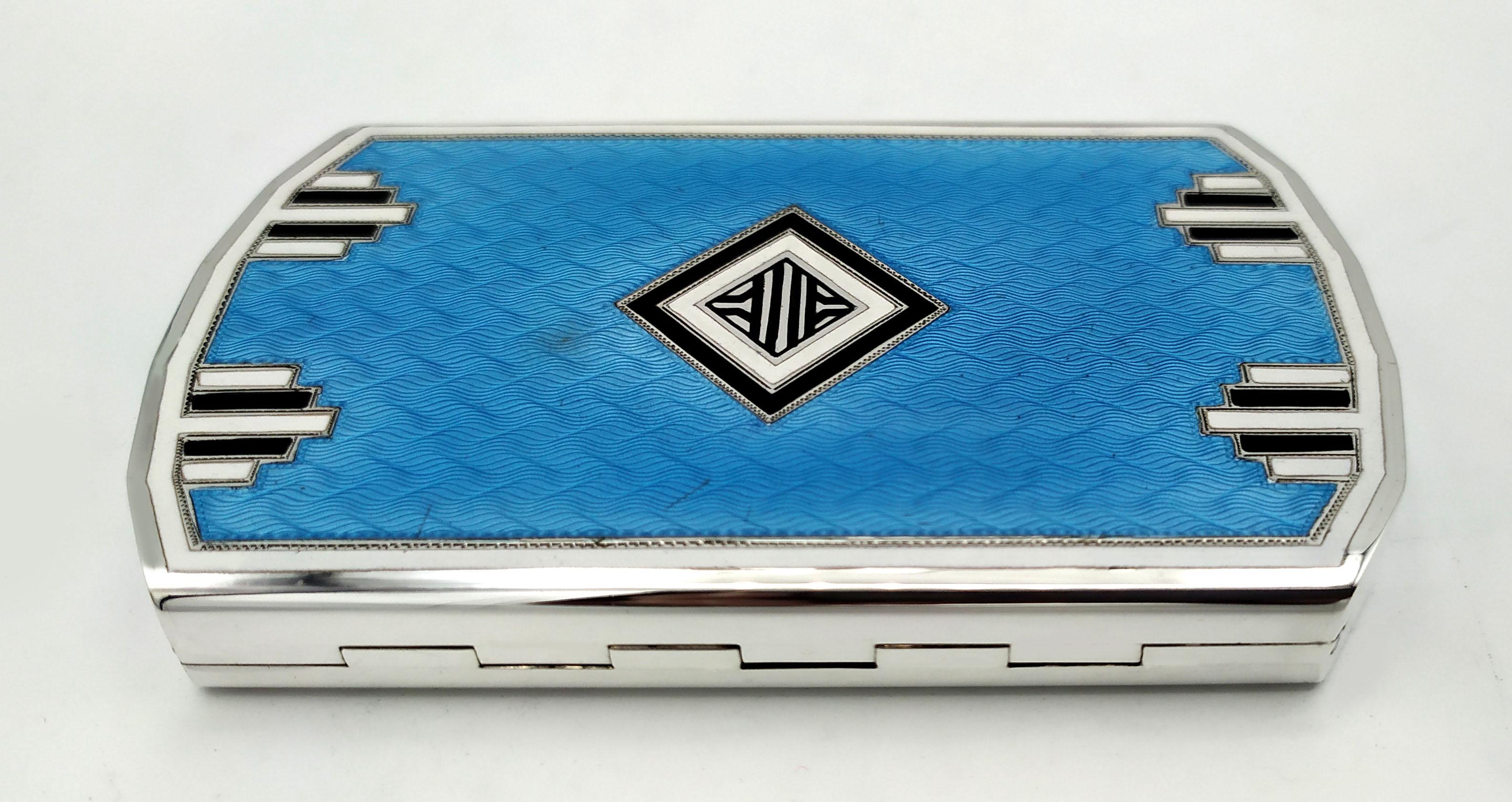 Italian Pocket Cigarette Case Geometric Design Sterling Silver Enamel Salimbeni For Sale