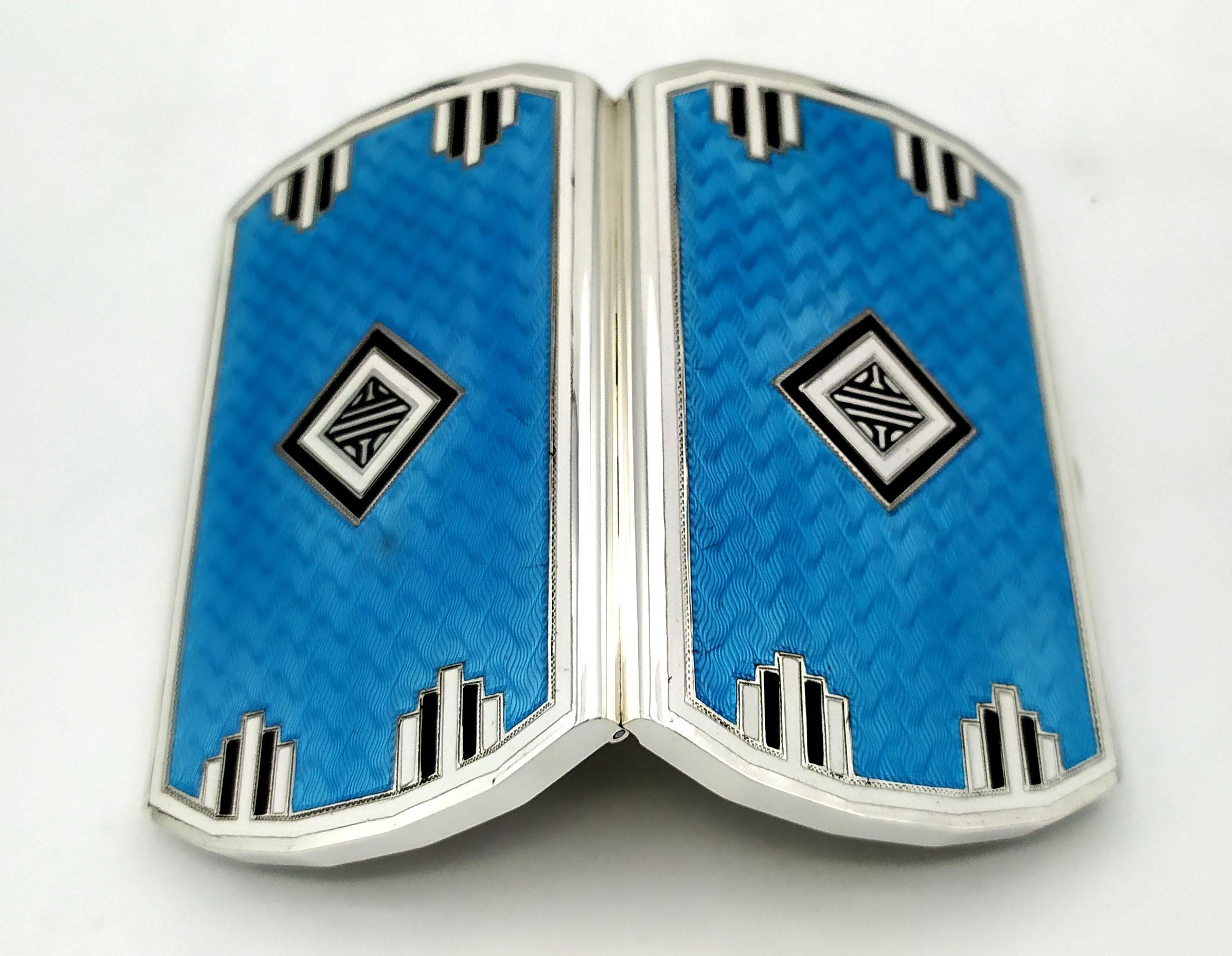 Tasche Zigarettenetui Geometrisches Design Sterlingsilber Emaille Salimbeni im Angebot 1