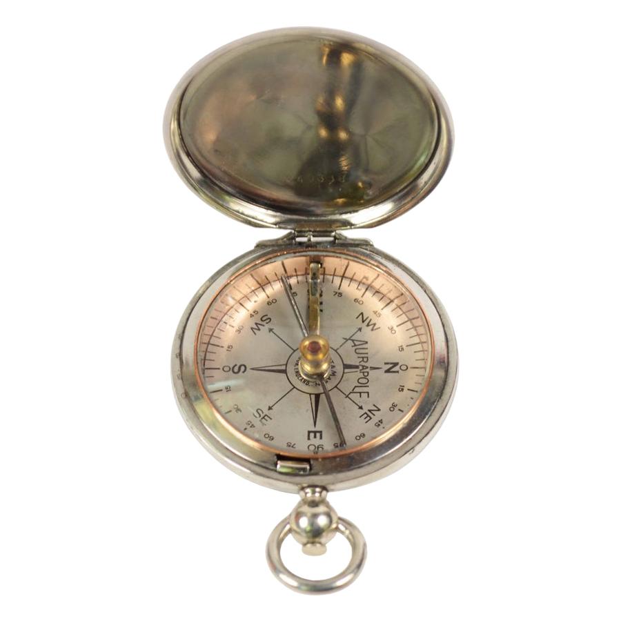 Pocket Compass Aurapole, 1915, Brass, Made in England at 1stDibs