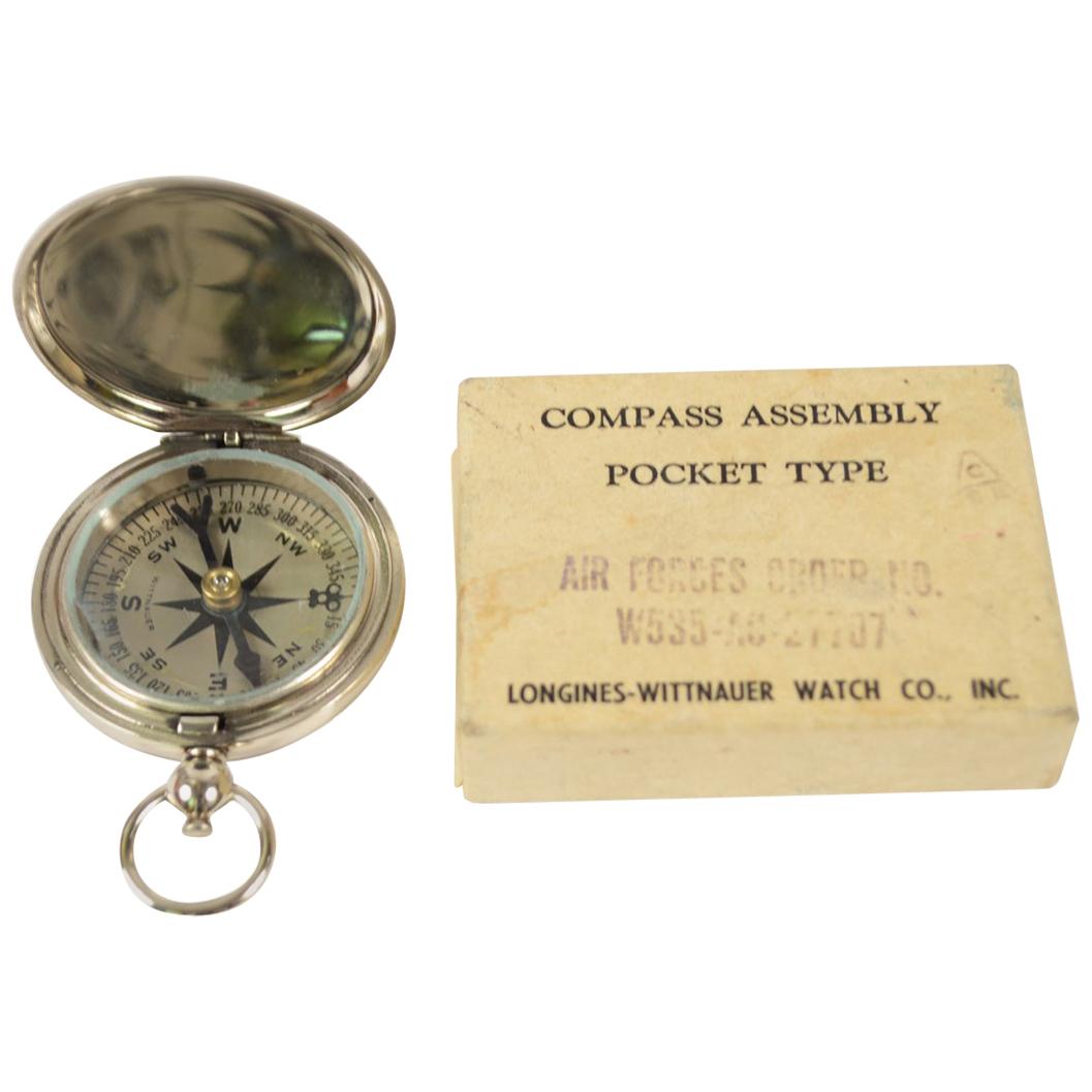 Pocket Compass Chromed Brass USA Aviation WWII