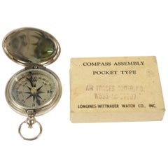 Vintage Pocket Compass Chromed Brass USA Aviation WWII
