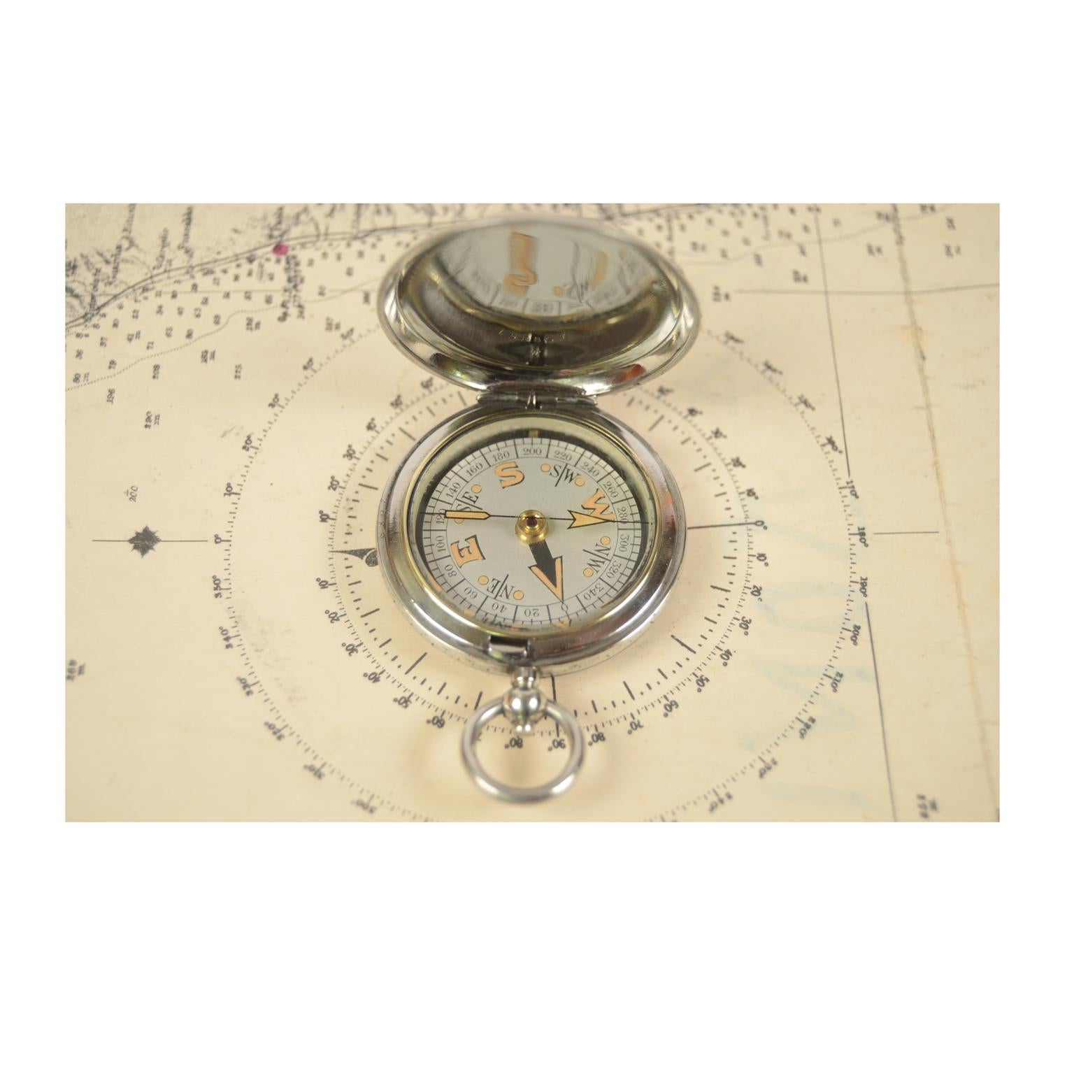 1917 Antique Aviation Pocket Compass British Officer Signed Dennison Birmingham In Good Condition In Milan, IT