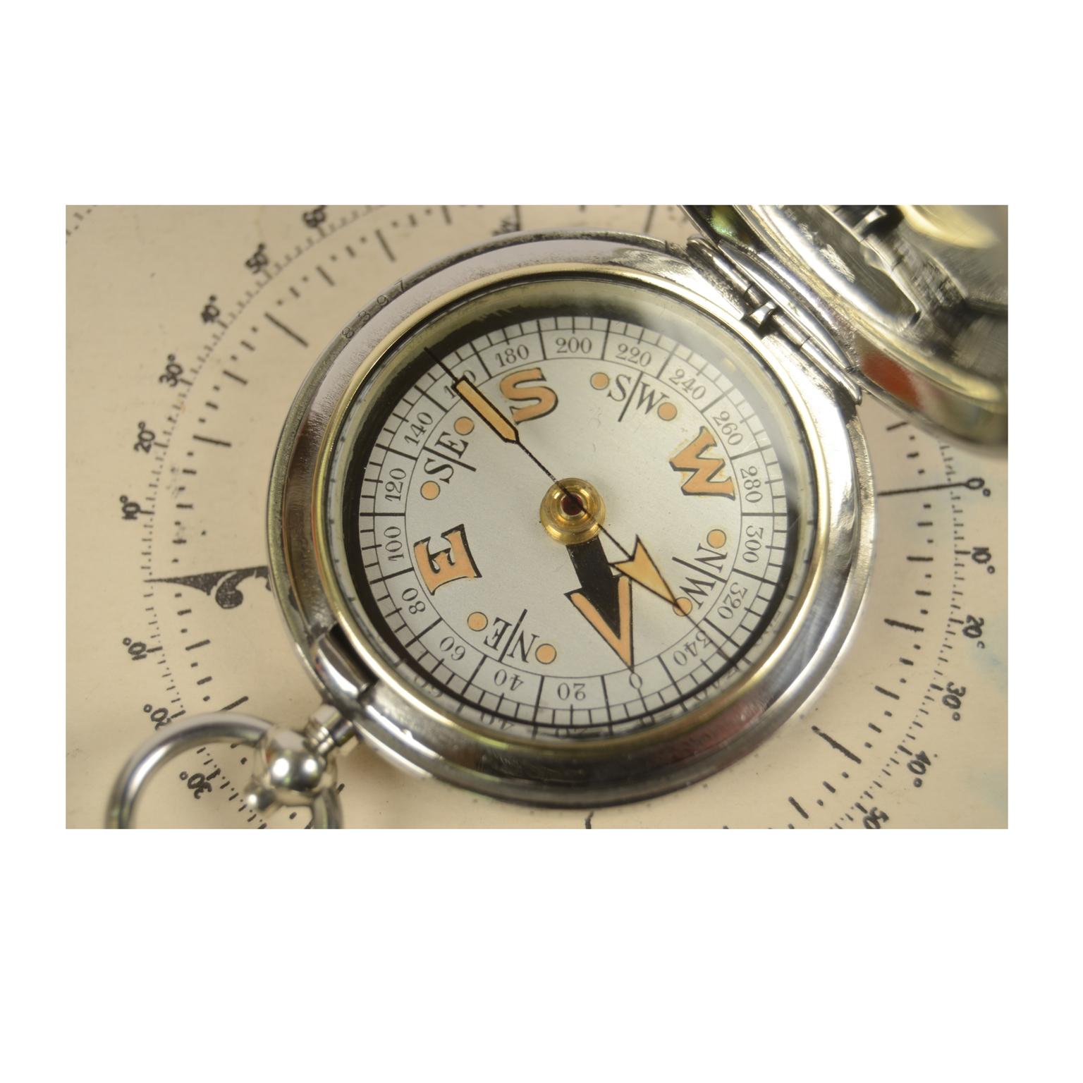 Brass 1917 Antique Aviation Pocket Compass British Officer Signed Dennison Birmingham