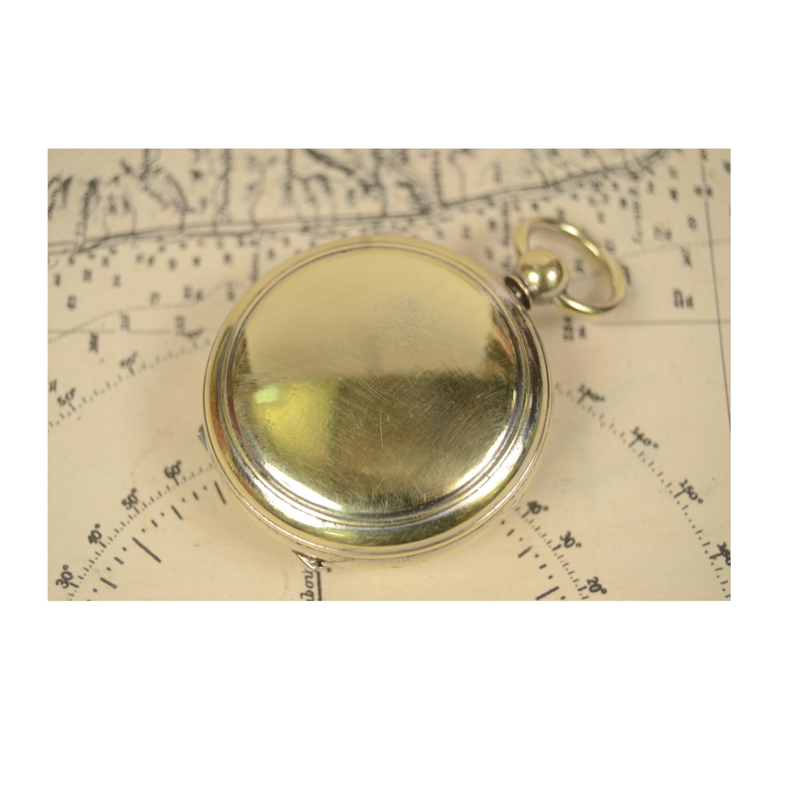 Brass Pocket Compass Made in France in the 1920s