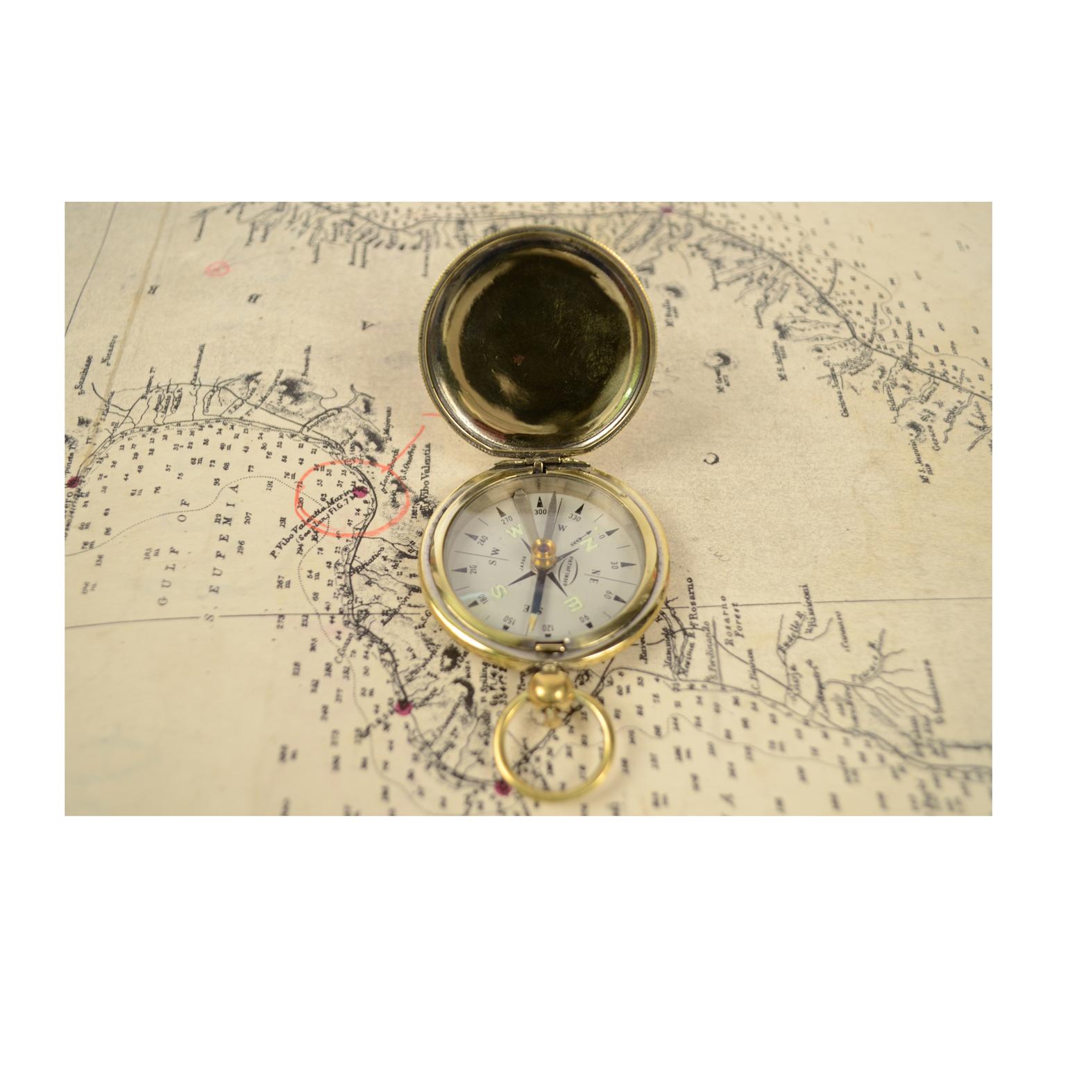 Japanese Pocket Compass Signed by Pathfinder Japan Made of Brass