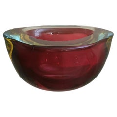 Pocket Emptier Ashtray Murano Glass Sommerso Flavio Poli Mid Century Italy 1970s