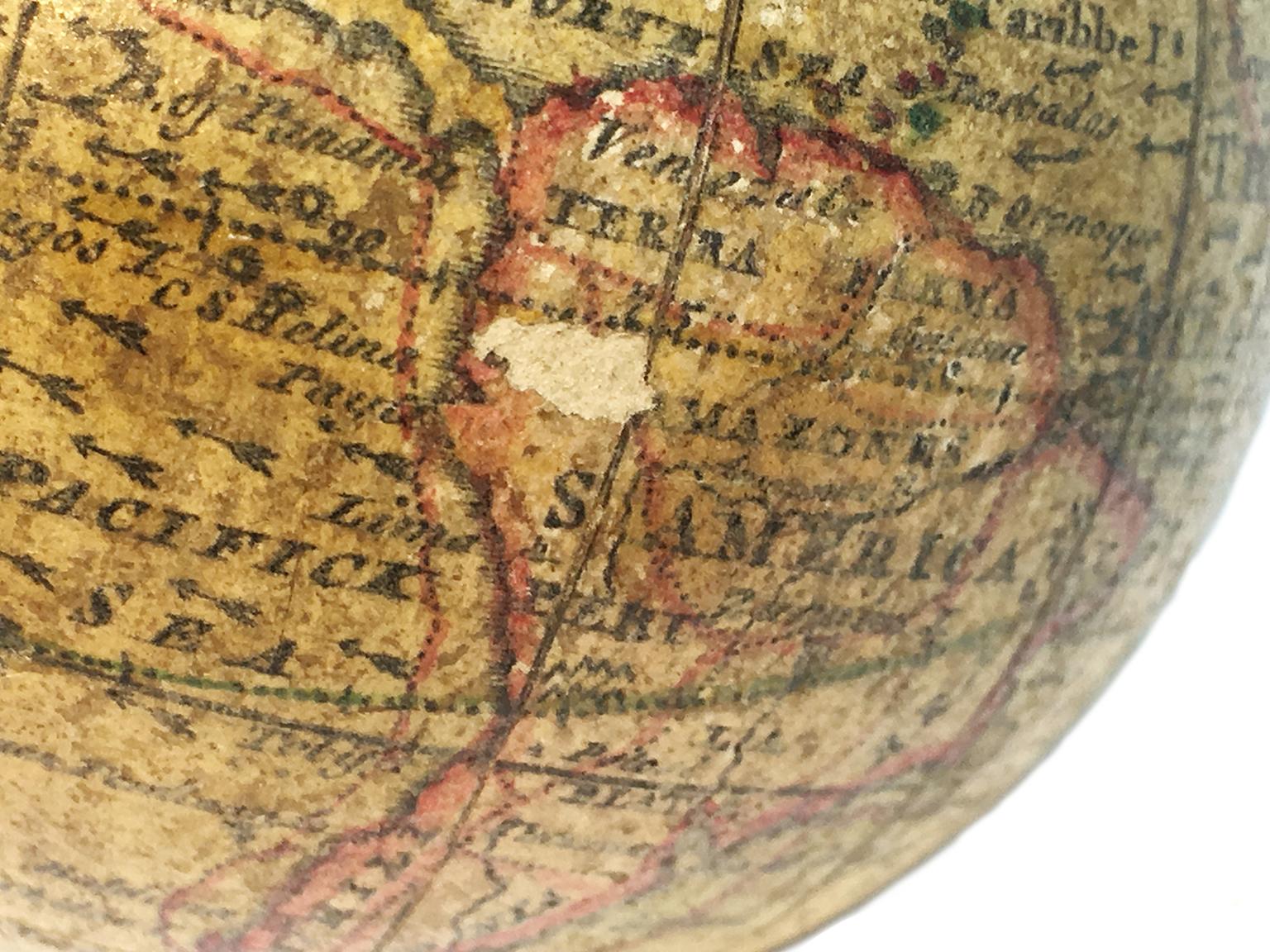 Mid-18th Century Pocket Globe by Nathaniel Hill, London 1754 For Sale