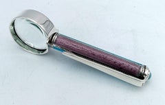Pocket Magnifying Glass in fired enamel two-tone stripes on guilloche Salimbeni